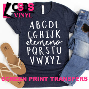 Screen Print Transfer - A B C D E... Elemeno... - White