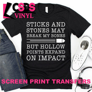 Screen Print Transfer - Hollow Points Expand on Impact - White