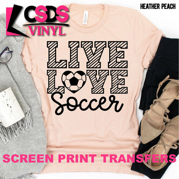 Screen Print Transfer - Live Love Soccer - Black