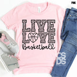 Screen Print Transfer - Live Love Basketball YOUTH - Black