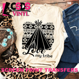 Screen Print Transfer - Love My Tribe Teepee - Black
