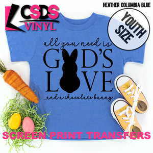 Screen Print Transfer - God's Love and a Chocolate Bunny YOUTH - Black DISCONTINUED