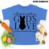 Screen Print Transfer - God's Love and a Chocolate Bunny YOUTH - Black DISCONTINUED