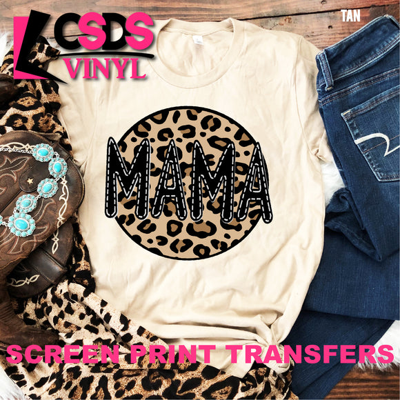 Screen Print Transfer - Leopard Mama Stitched Letters - Full Color *HIGH HEAT*