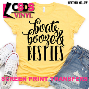 Screen Print Transfer - Boats Booze & Besties - Black