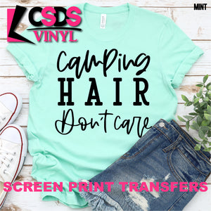 Screen Print Transfer - Camping Hair Don't Care - Black