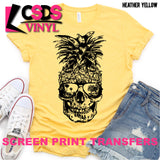 Screen Print Transfer - Skull Pineapple with Sunglasses - Black