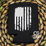 Screen Print Transfer - Distressed Vertical American Flag POCKET 4 PACK - White