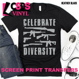 Screen Print Transfer - Celebrate Diversity - Grey