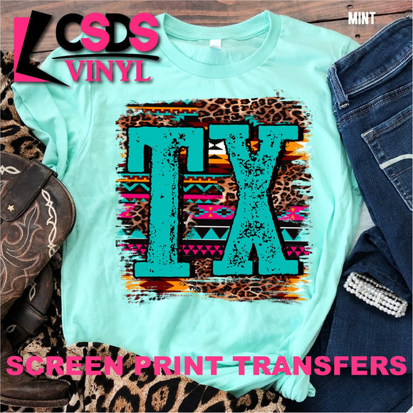 Screen Print Transfer - Leopard Aztec TX - Full Color *HIGH HEAT*