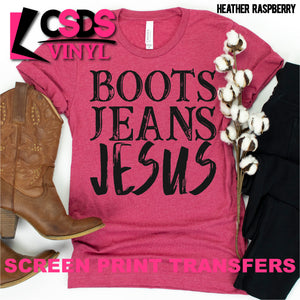 Screen Print Transfer - Boots Jeans Jesus - Black
