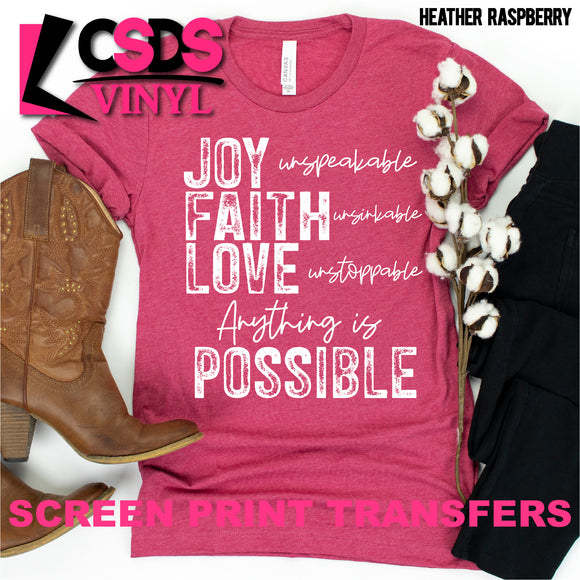 Screen Print Transfer - Joy Faith Love - White