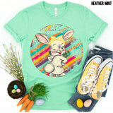 Screen Print Transfer - Retro Vintage Easter Bunny - Full Color *HIGH HEAT*