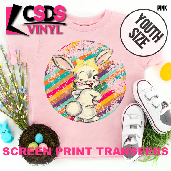 Screen Print Transfer - Retro Vintage Easter Bunny YOUTH - Full Color *HIGH HEAT*