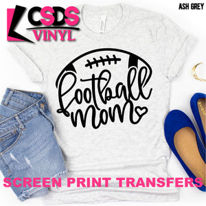 Screen Print Transfer - Football Mom Heart - Black