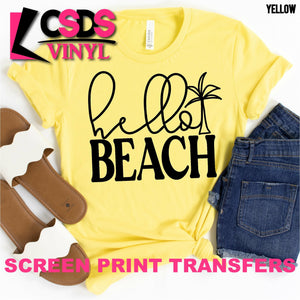 Screen Print Transfer - Hello Beach - Black