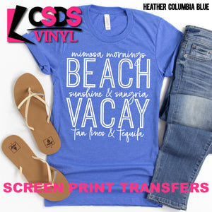 Screen Print Transfer - Beach Vacay - White
