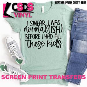 Screen Print Transfer - I was Normal(ish) Before I All These Kids - Black