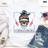 Screen Print Transfer - #AmericanMama Skull - Full Color *HIGH HEAT*
