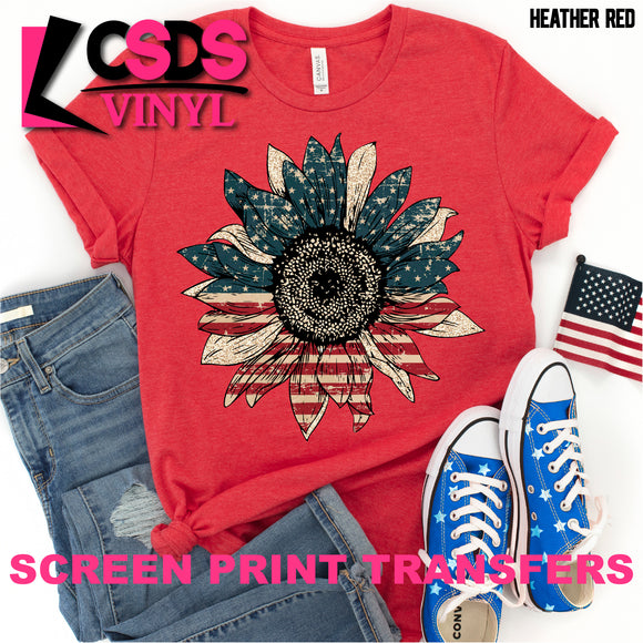 Screen Print Transfer - American Sunflower - Full Color *HIGH HEAT*