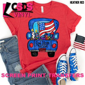 Screen Print Transfer - Patriotic Car - Full Color *HIGH HEAT*