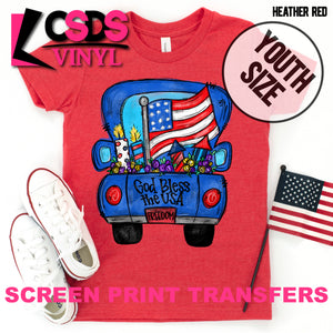 Screen Print Transfer - Patriotic Car YOUTH - Full Color