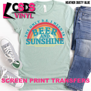 Screen Print Transfer - Beer and Sunshine - Full Color *HIGH HEAT*