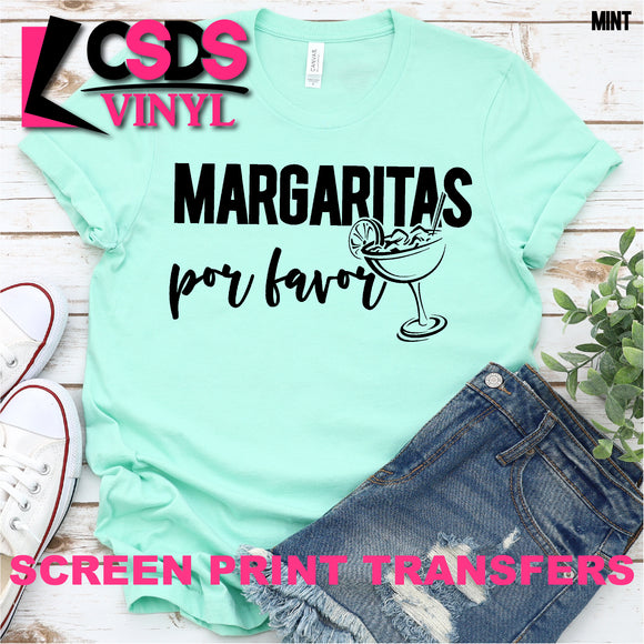 Screen Print Transfer -Margaritas Por Favor - Black