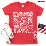 Screen Print Transfer - 4th of July Typography YOUTH - White