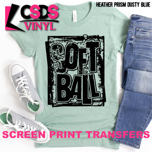 Screen Print Transfer - Softball Grunge - Black