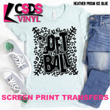 Screen Print Transfer - Softball Leopard & Seams - Black