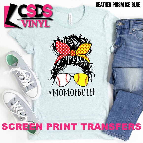 Screen Print Transfer - #MomOfBoth Baseball/Softball - Full Color