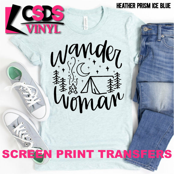 Screen Print Transfer - Wonder Woman Camping - Black