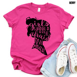 Screen Print Transfer - Girls Should Never be Afraid to be Smart 1 YOUTH - Black
