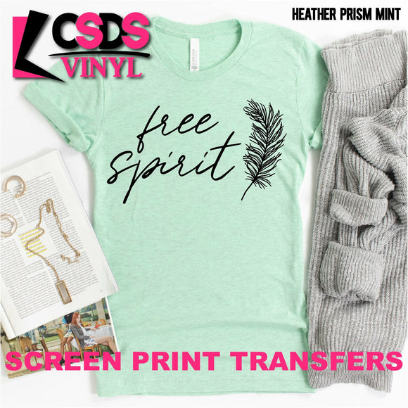 Screen Print Transfer - Free Spirit Feather - Black