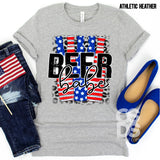 Screen Print Transfer - Patriotic Beer Babe - Full Color *HIGH HEAT*