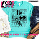Screen Print Transfer - He Leadeth Me - Black