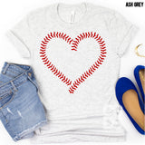 Screen Print Transfer - Baseball/Softball Laces Heart - Red