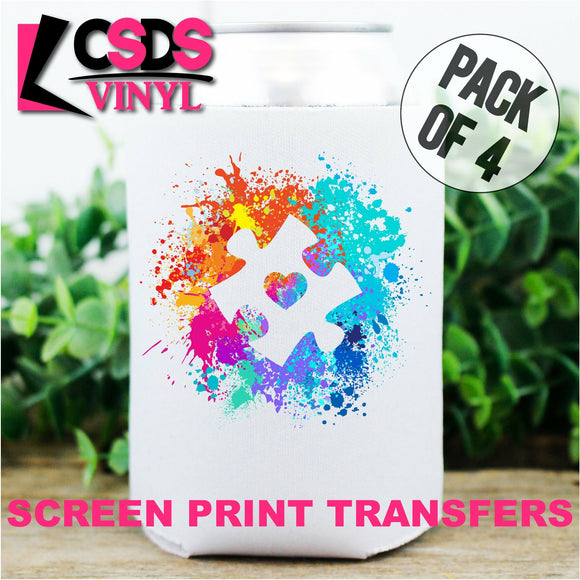 Screen Print Transfer - Autism Awareness Paint Splash POCKET 4 PACK - Full Color