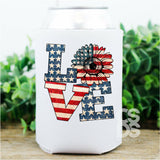 Screen Print Transfer - Patriotic LOVE with Sunflower POCKET 4 PACK - Full Color