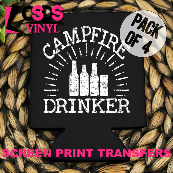 Screen Print Transfer - Campfire Drinker POCKET 4 PACK - White