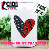 Screen Print Transfer - Red Blue & Leopard Heart POCKET 4 PACK - Full Color