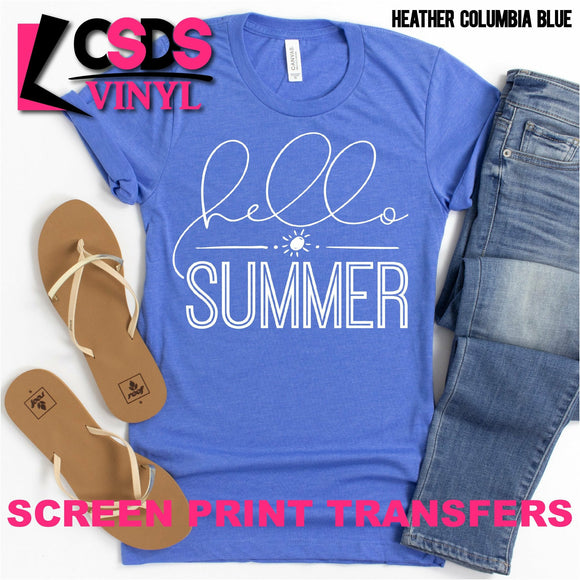 Screen Print Transfer - Hello Summer - White