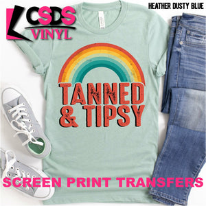 Screen Print Transfer - Tanned & Tipsy - Full Color *HIGH HEAT*