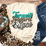 Screen Print Transfer - Turquoise Leopard & Lace - Full Color *HIGH HEAT*