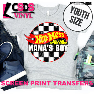 Screen Print Transfer - Hot Mess Mama's Boy YOUTH - Full Color *HIGH HEAT*