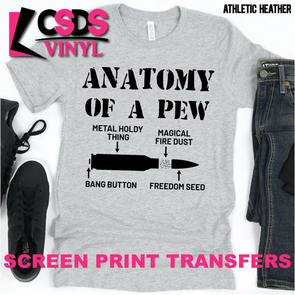 Screen Print Transfer - Anatomy of a Pew - Black