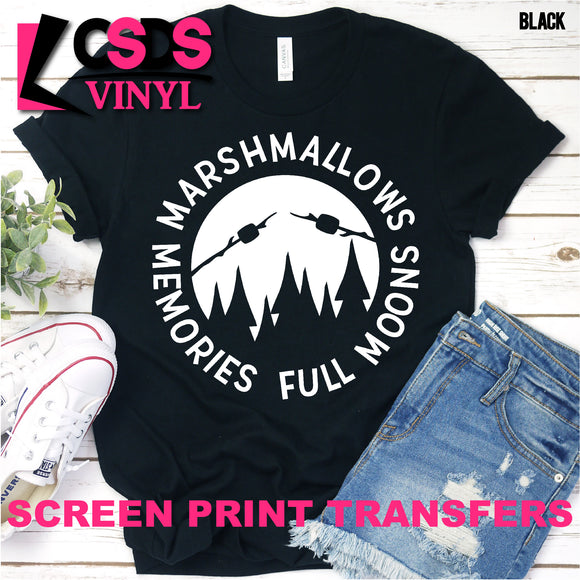 Screen Print Transfer - Marshmallows Memories Full Moons - White