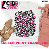 Screen Print Transfer - 12x12 Leopard PATTERN SHEET - Black & Bright Pink Full Color *HIGH HEAT*