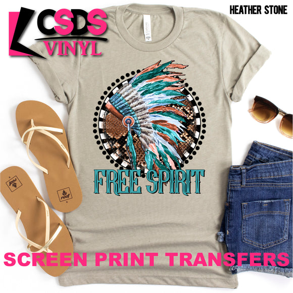 Screen Print Transfer - Free Spirit - Full Color *HIGH HEAT*